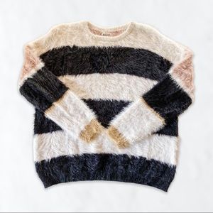 ⭐️NWOT⭐️ Girl Tribe Co. Striped Lucy Fuzzy Eyelash Sweater
